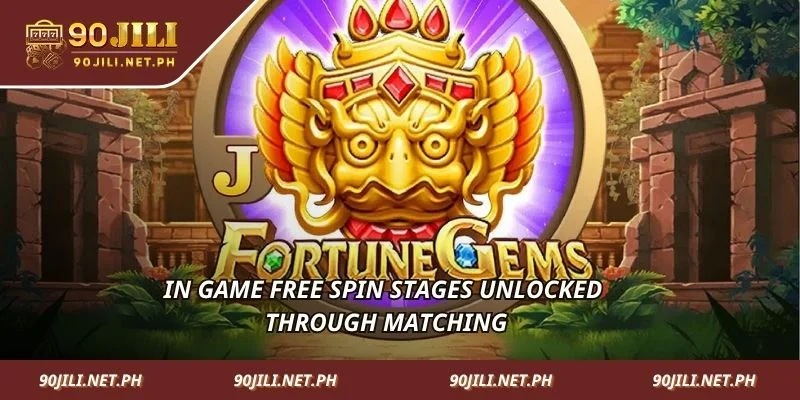 In game free spin stages unlocked through matching