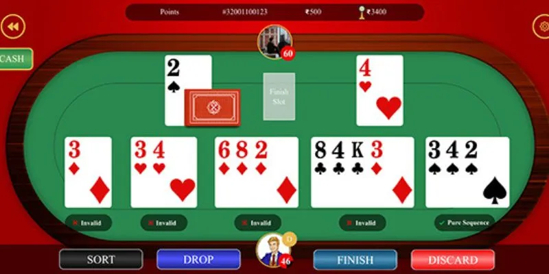 Player applying a discard strategy to outsmart opponents during Rummy play.